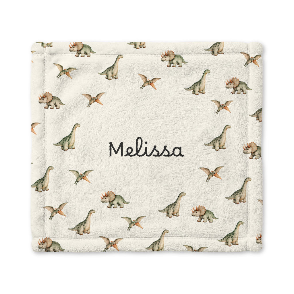Personalized Name Watercolor Dinosaur Baby Blanket