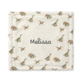 Personalized Name Watercolor Dinosaur Baby Blanket