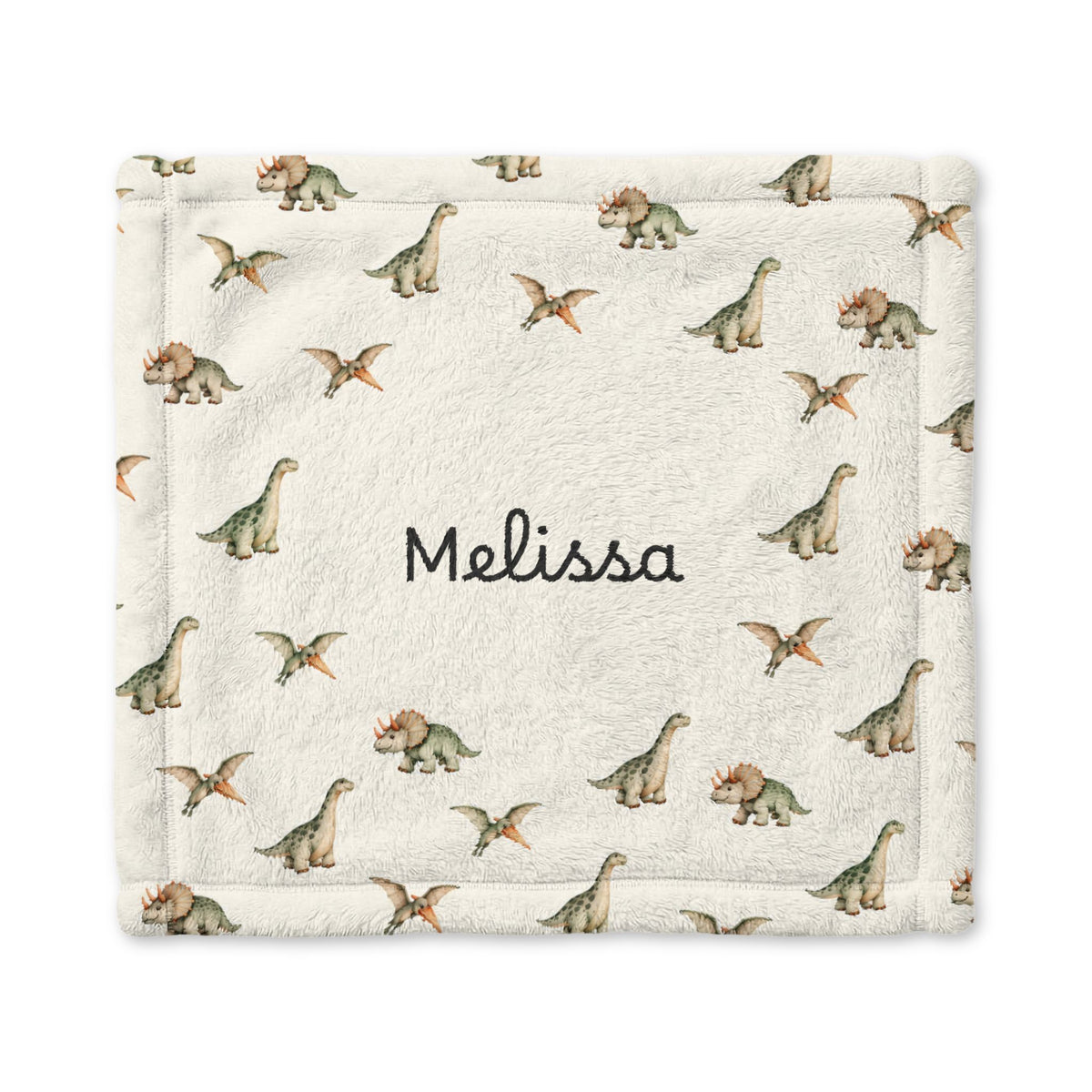 Personalized Name Watercolor Dinosaur Baby Blanket