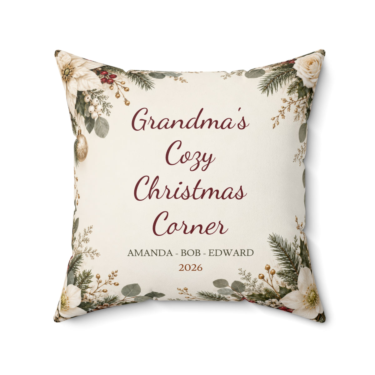 Grandma Christmas Pillow with Grandkids Names – view 4