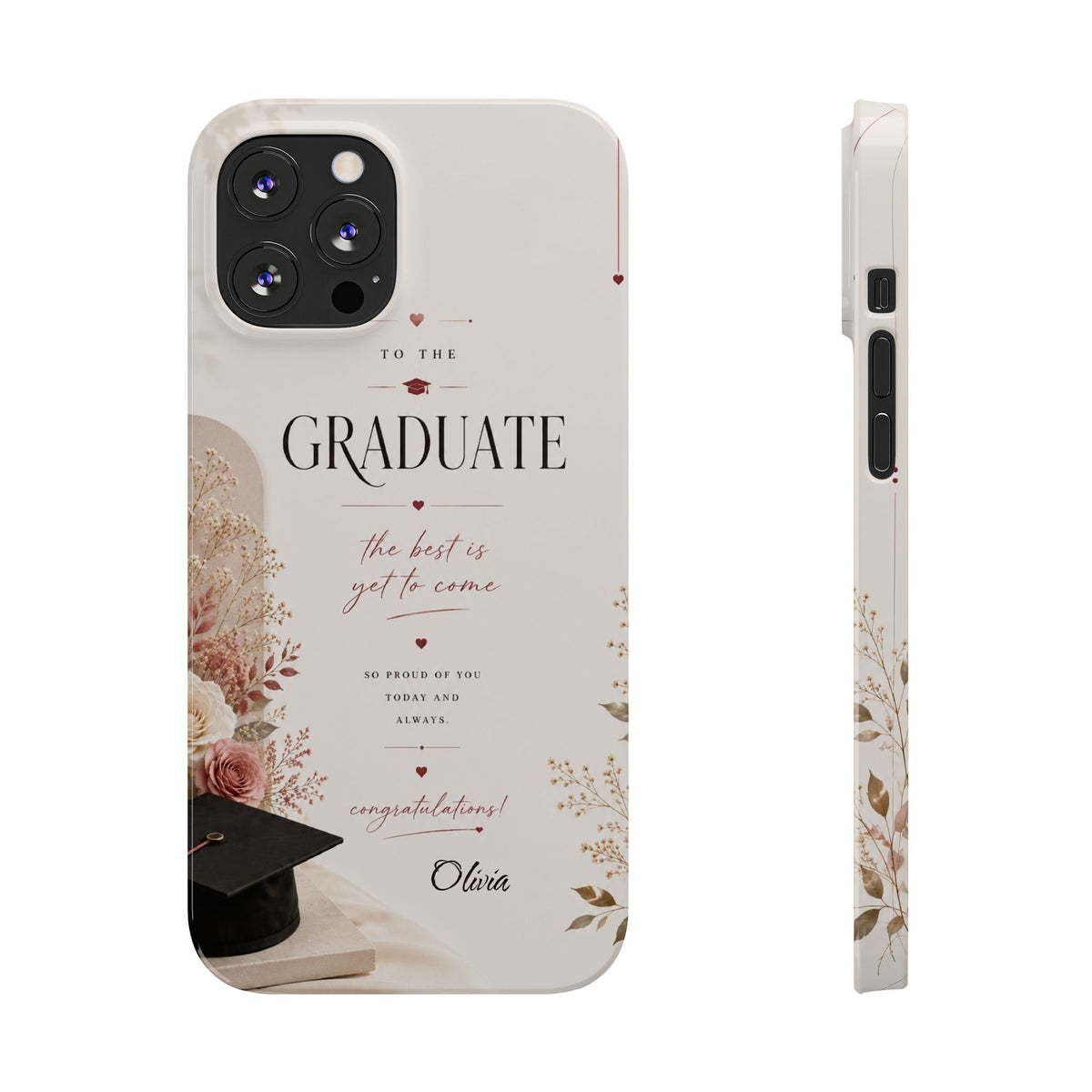 Personalized Graduate Custom Name Floral Graduation Slim Phone Case Gift for Graduate