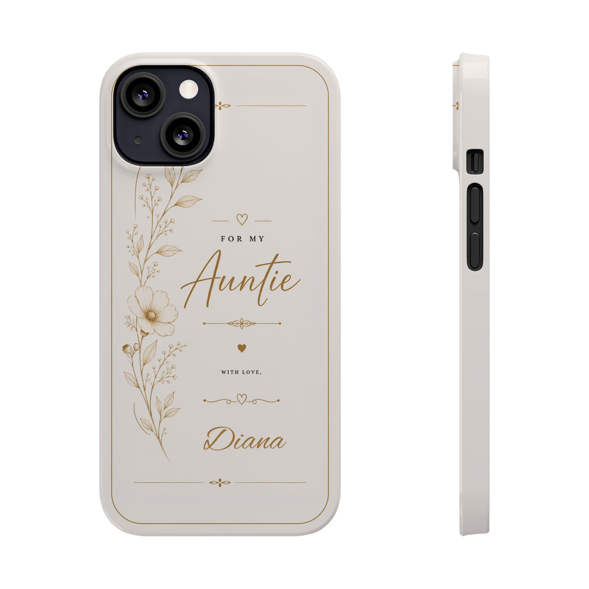 Personalized Auntie Custom Name Floral Slim Phone Case Gift for Aunt