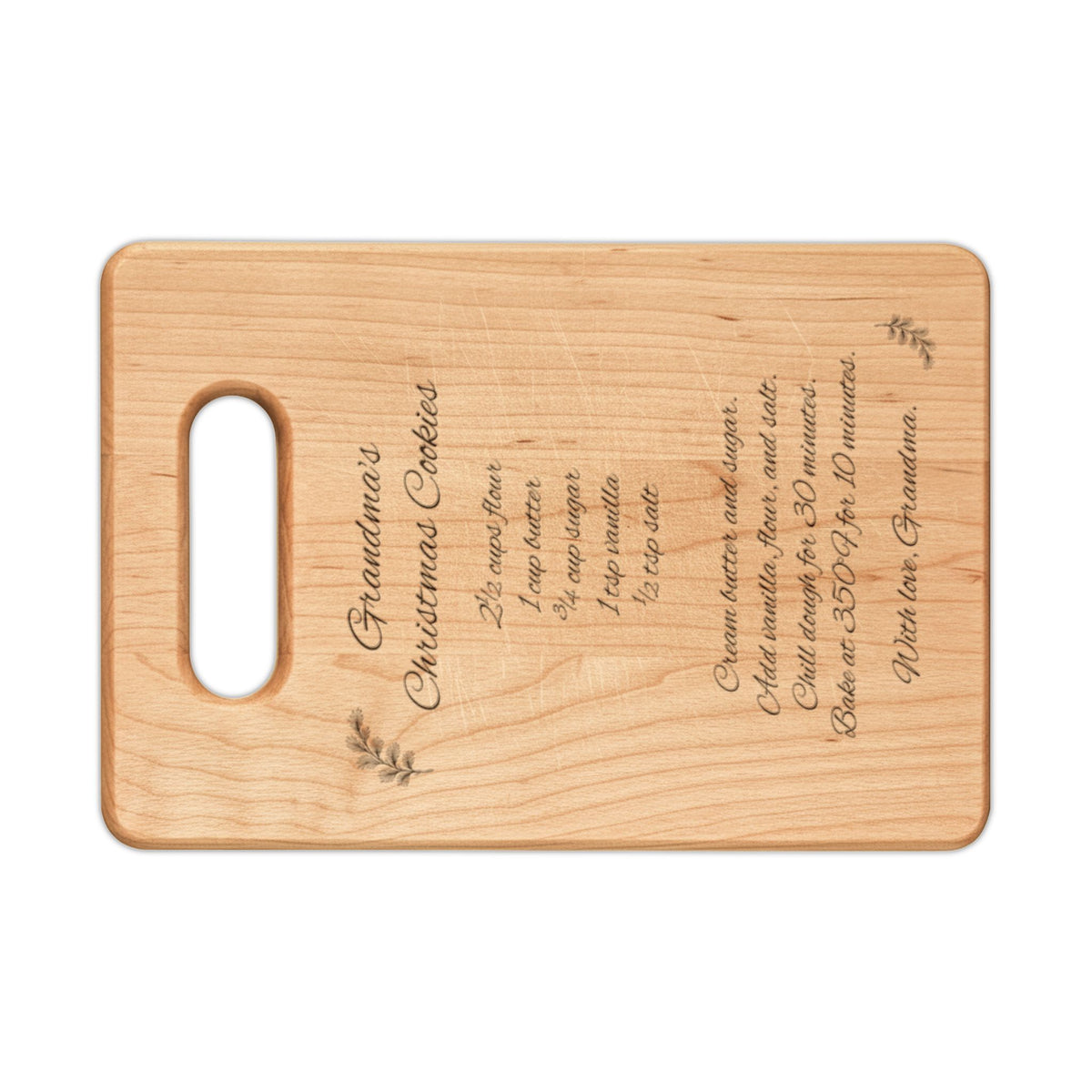 Grandma's Christmas Recipe Cutting Board Personalized