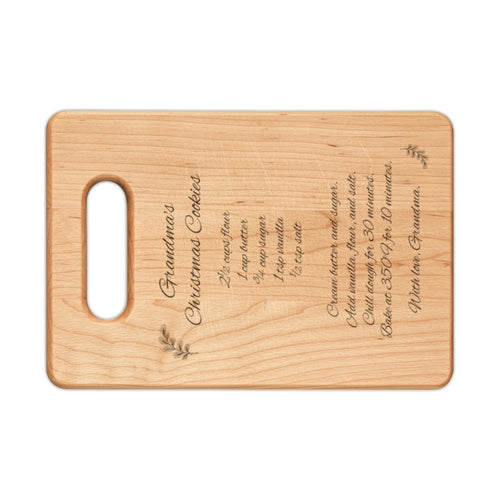 Grandma's Christmas Recipe Cutting Board Personalized