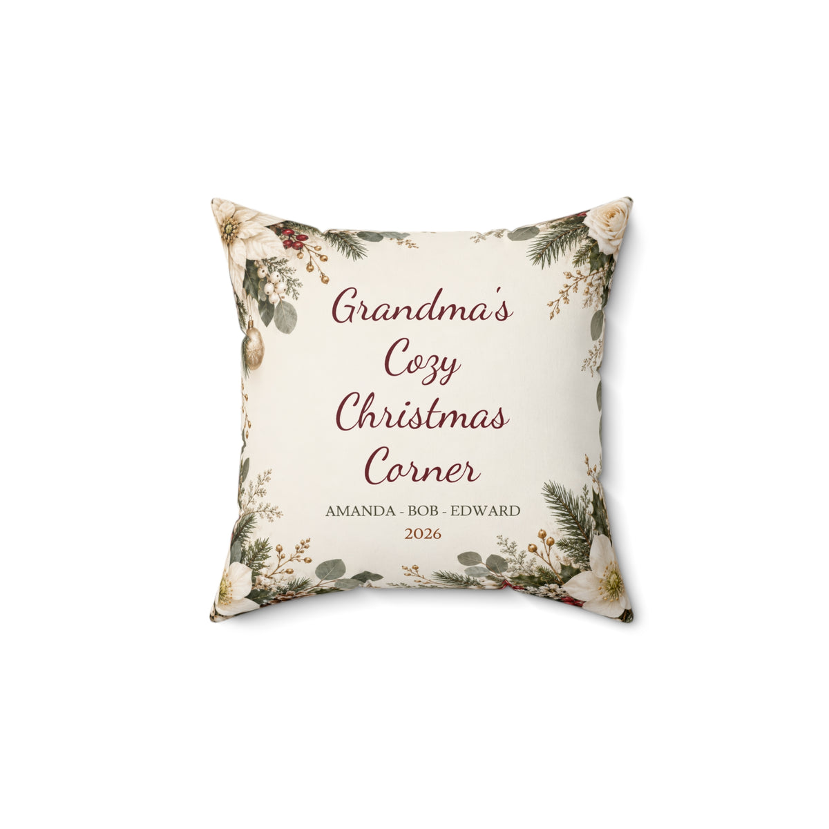 Personalized Grandma Christmas Pillow Custom Grandkids Names and Year Holiday Gift