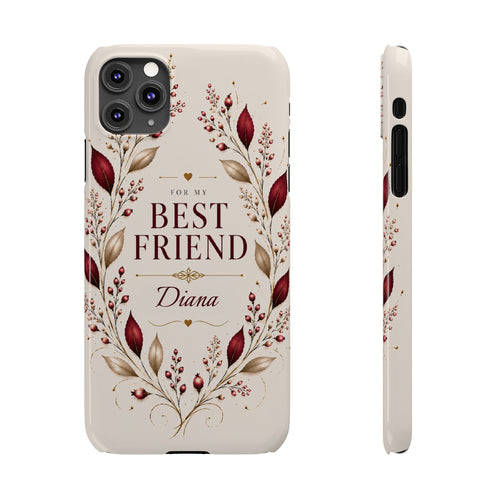 Personalized Best Friend Custom Name Floral Slim Phone Case Gift for Best Friend