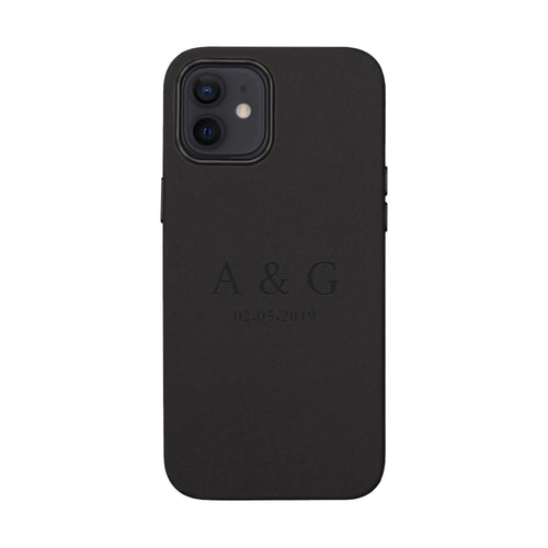 Personalized Couple Initials Elegant Monogram Gift Engraved Leather Case