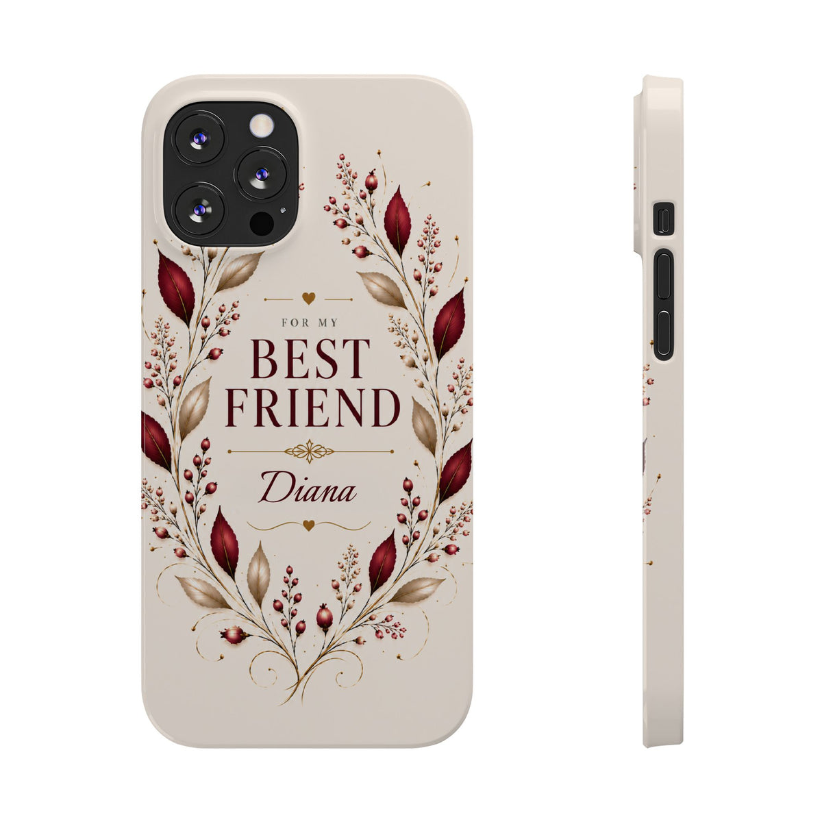 Personalized Best Friend Custom Name Floral Slim Phone Case Gift for Best Friend