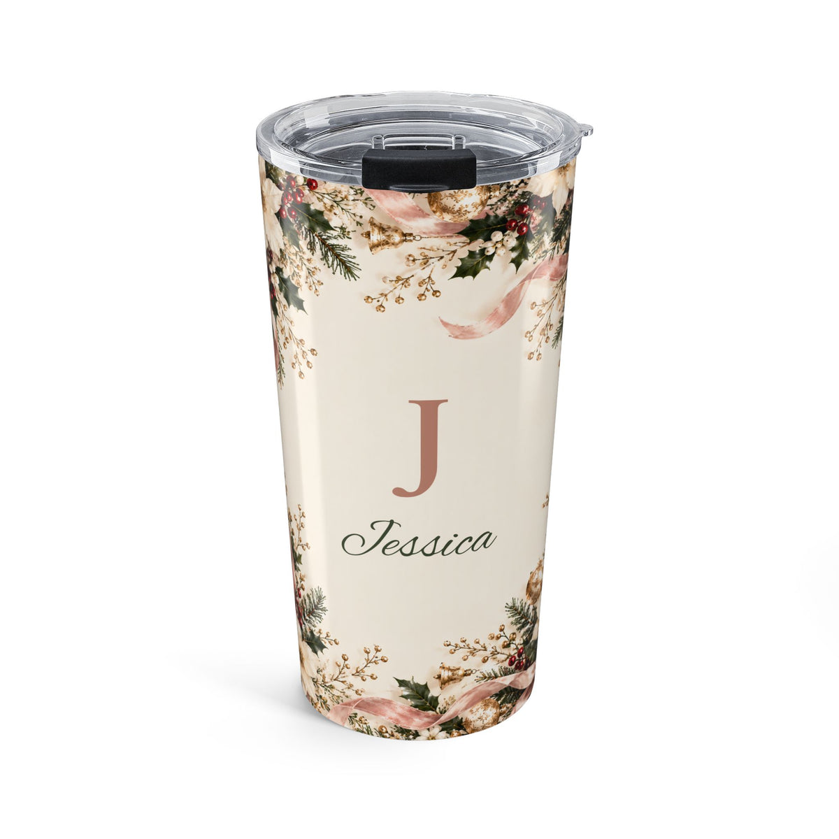 Personalized Christmas Tumbler Custom Initial and Name Gift for Wife or Girlfriend