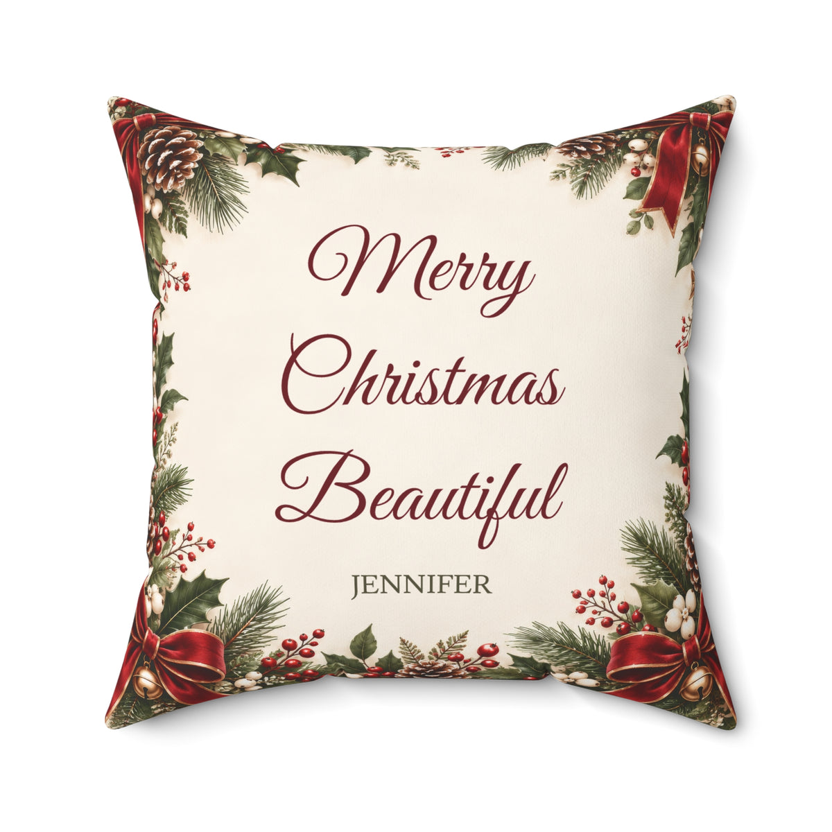 Merry Christmas Pillow with Custom Name – view 6