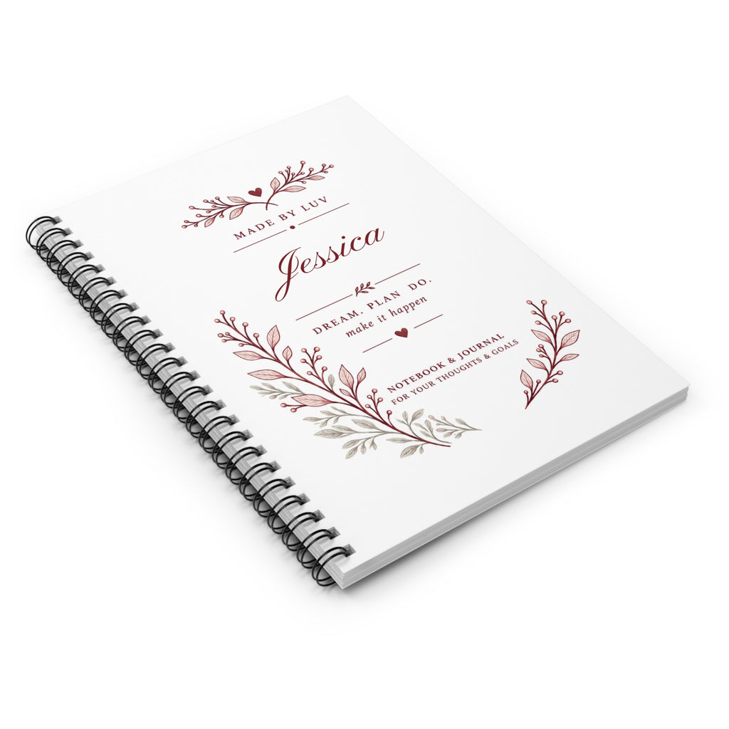Personalized Name Spiral Notebook Custom Goal Journal Motivational Gift for Her