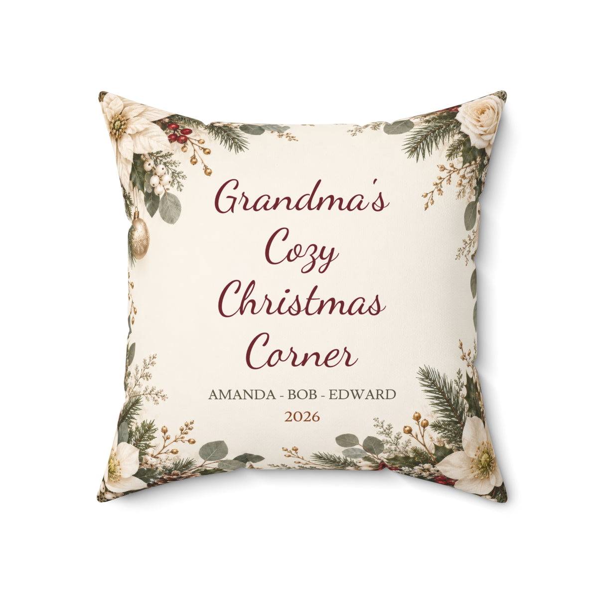 Grandma Christmas Pillow with Grandkids Names – view 5
