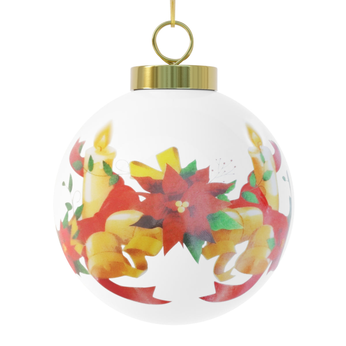 Poinsettia Wreath Christmas Ball Ornament – view 2