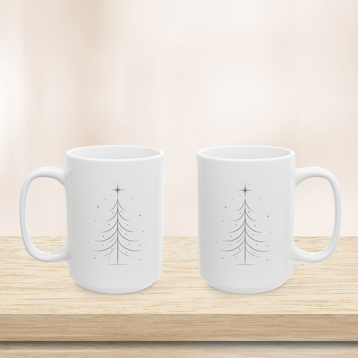 Minimalist Christmas Tree Elegant Holiday Winter Ceramic Mug