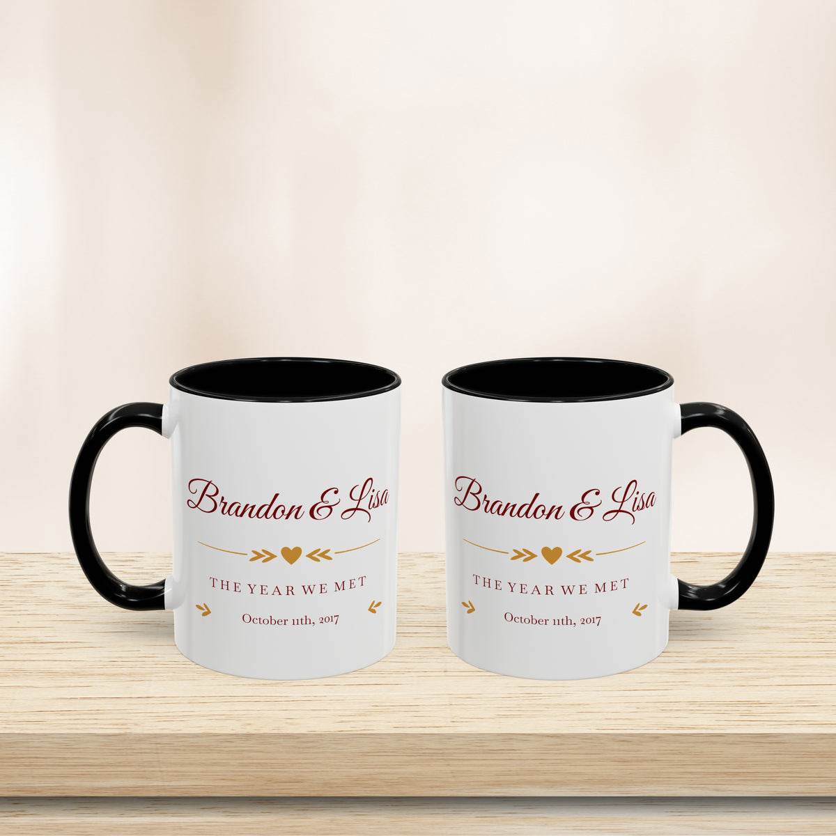 Personalized Couple Custom Names and Date Romantic Anniversary Gift Mug