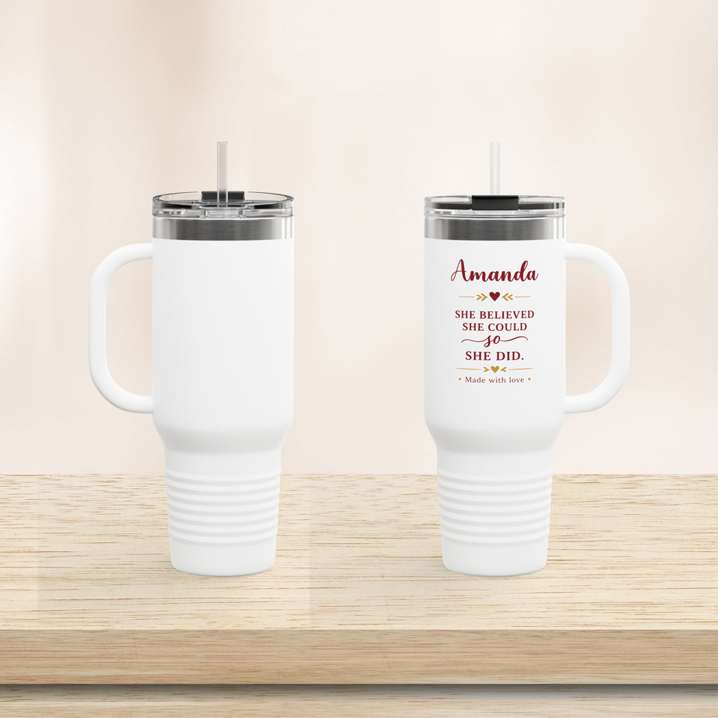 Personalized Name She Believed She Could Inspirational Gift Travel Mug