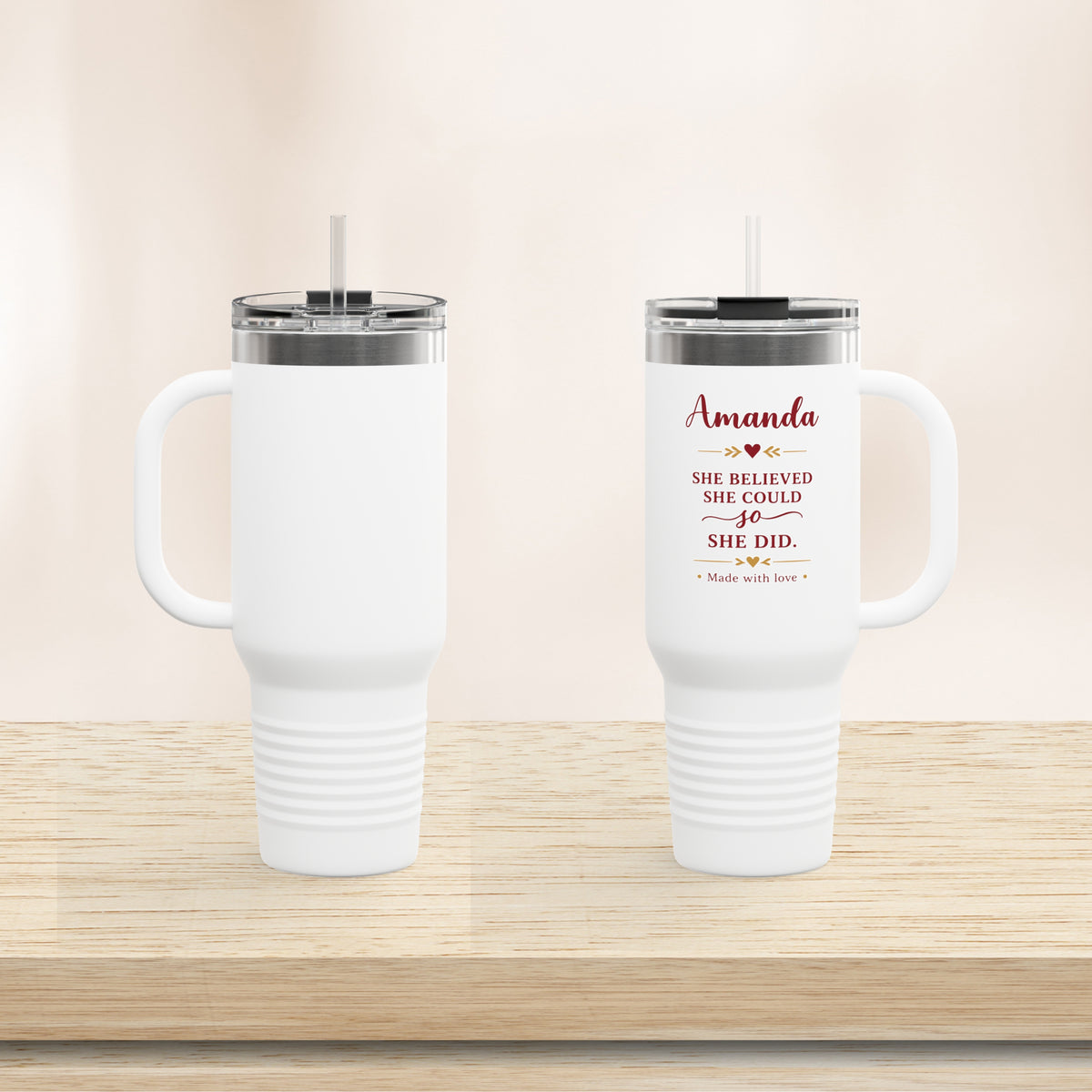 Personalized Name She Believed She Could Inspirational Gift Travel Mug