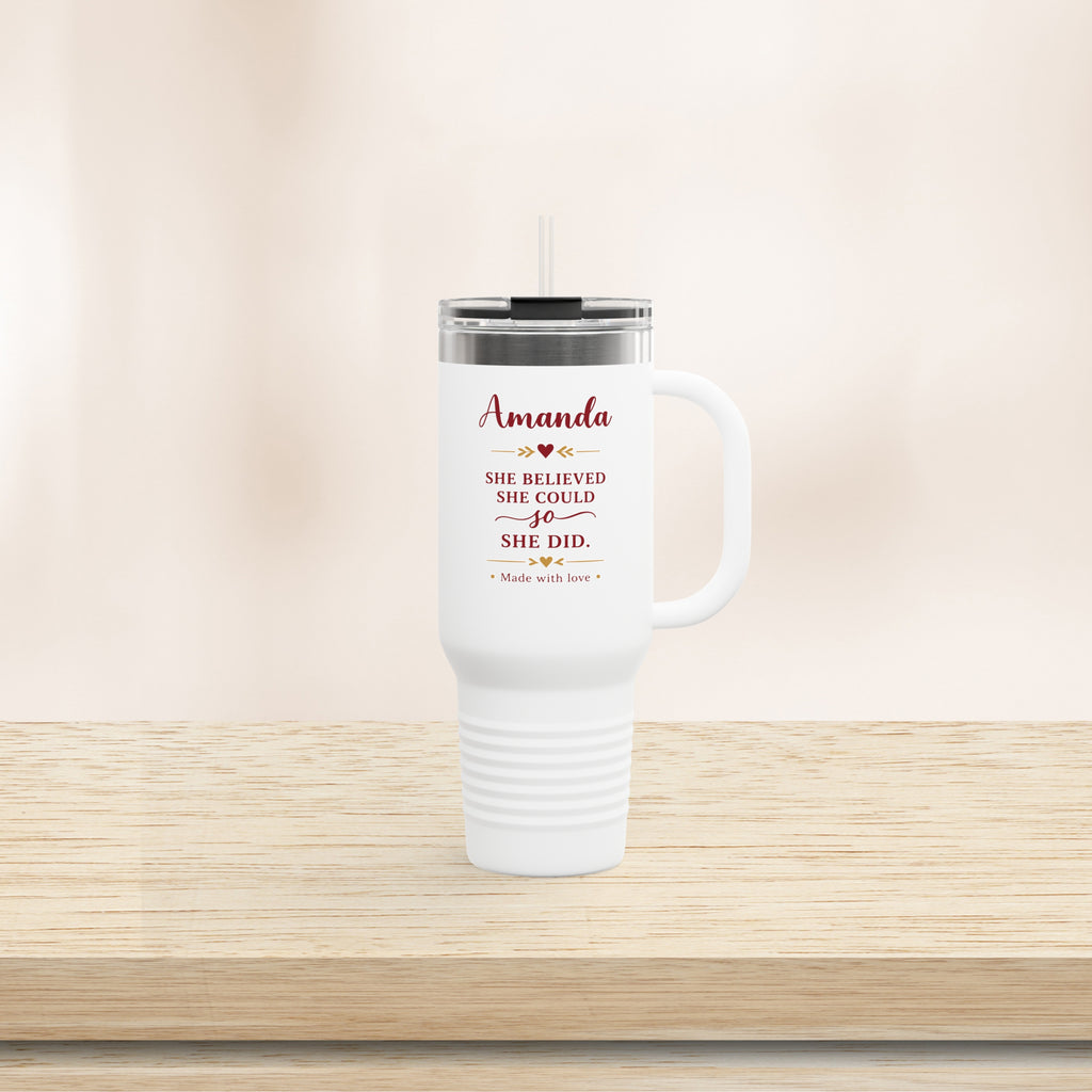 Personalized Name She Believed She Could Inspirational Gift Travel Mug