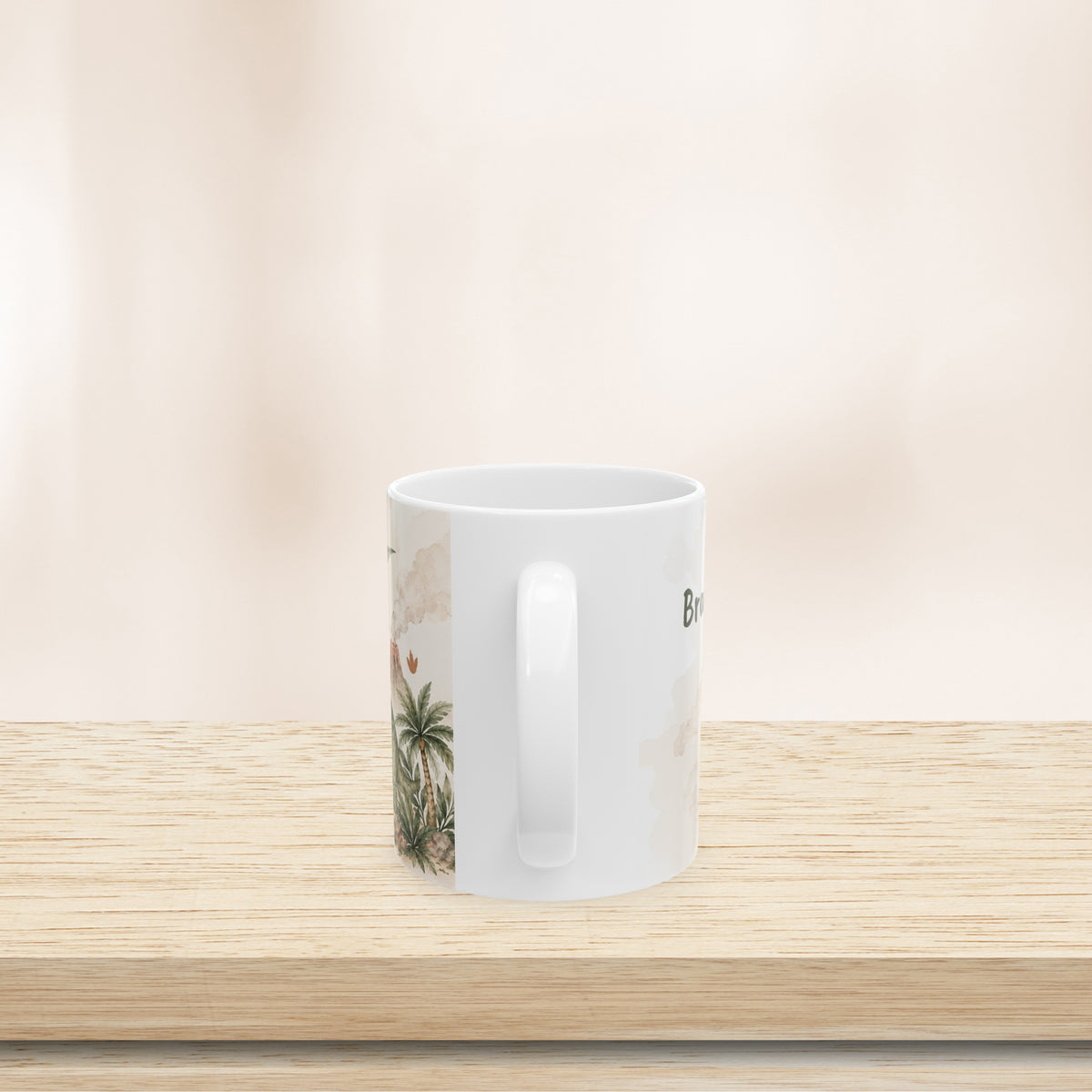 Personalized Name Kids Dinosaur Ceramic Mug Watercolor Dino Gift