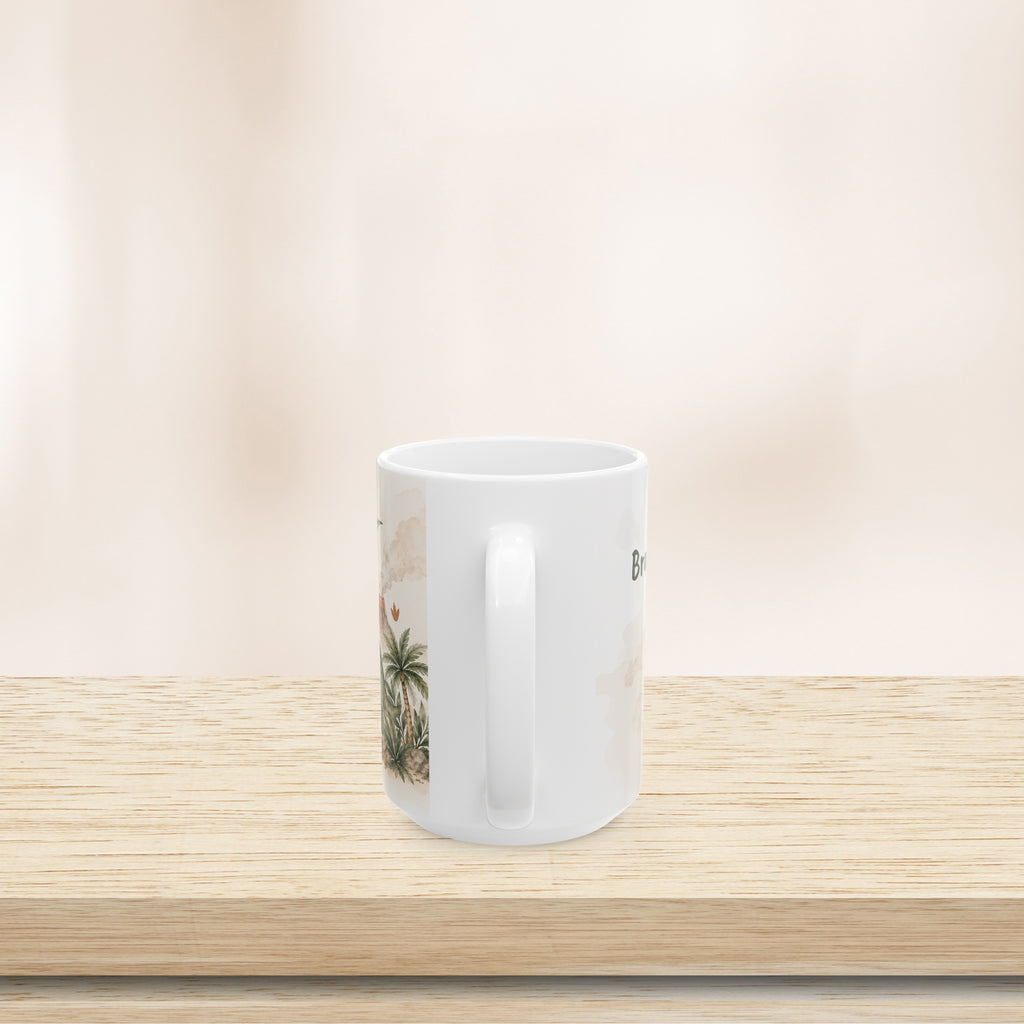 Personalized Name Kids Dinosaur Ceramic Mug Watercolor Dino Gift