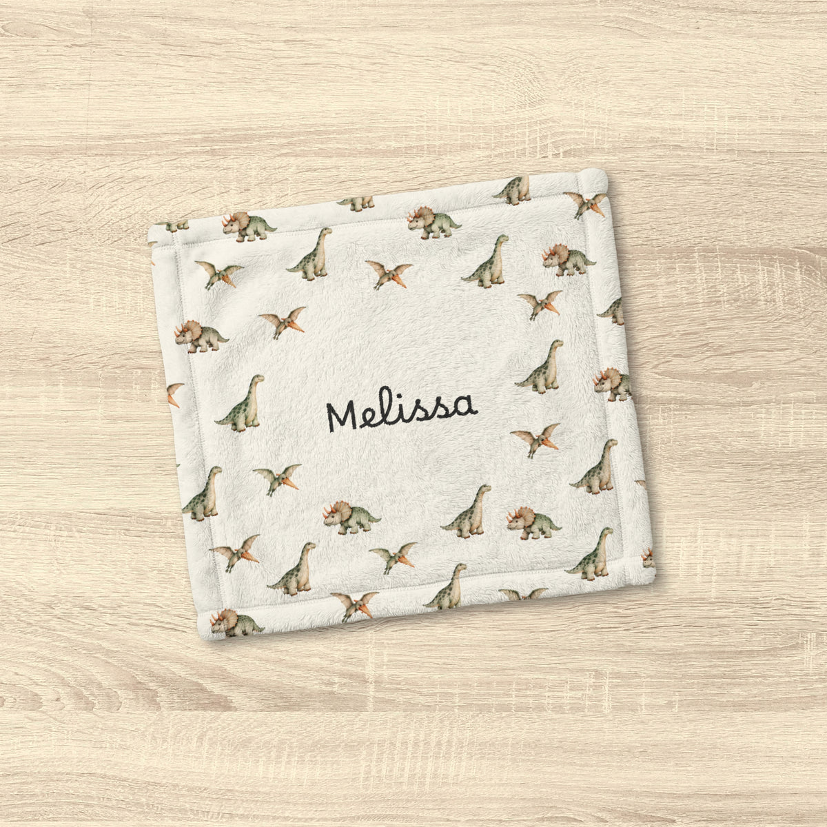 Personalized Name Watercolor Dinosaur Baby Blanket