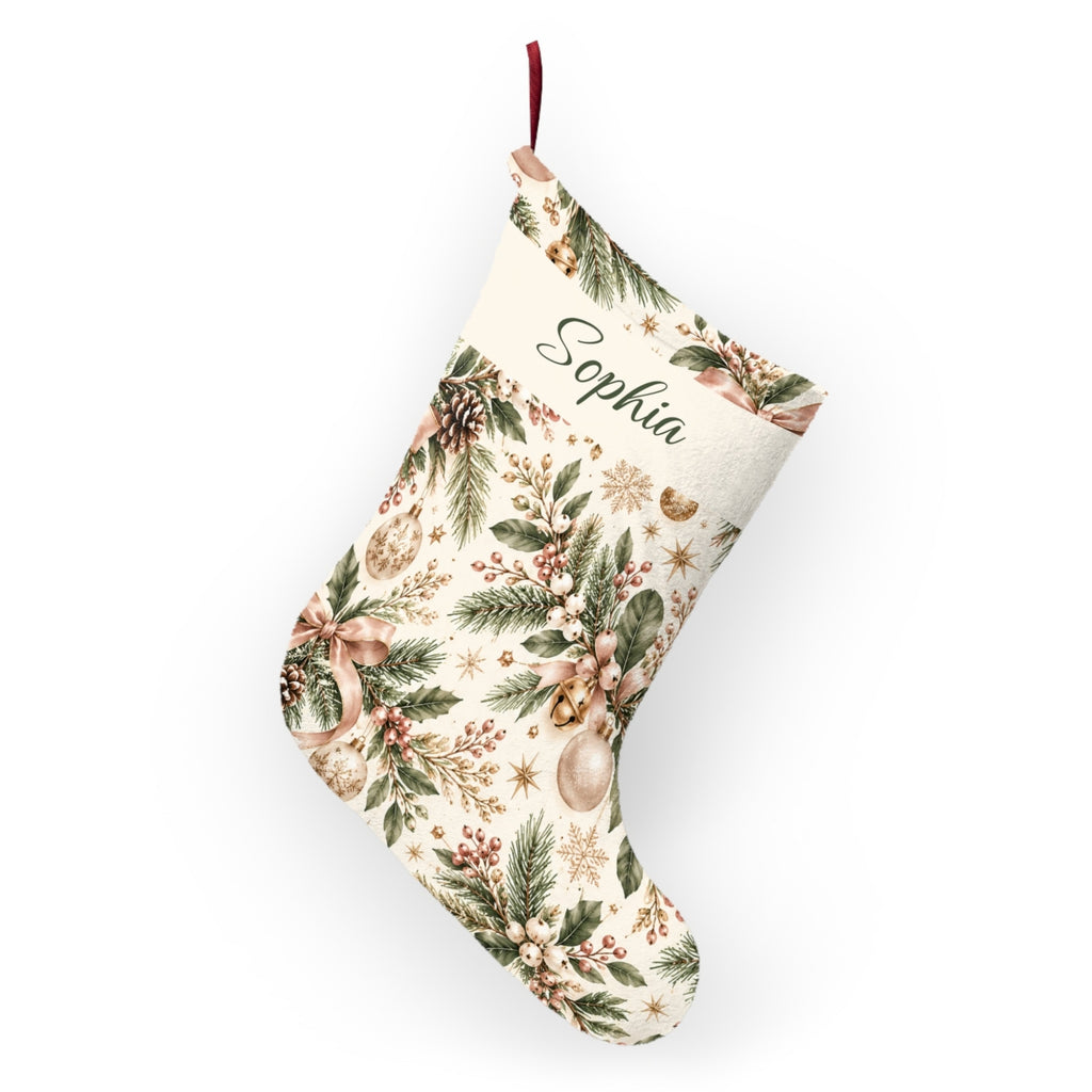 Personalized Couples Christmas Custom Name Botanical Holiday Stocking