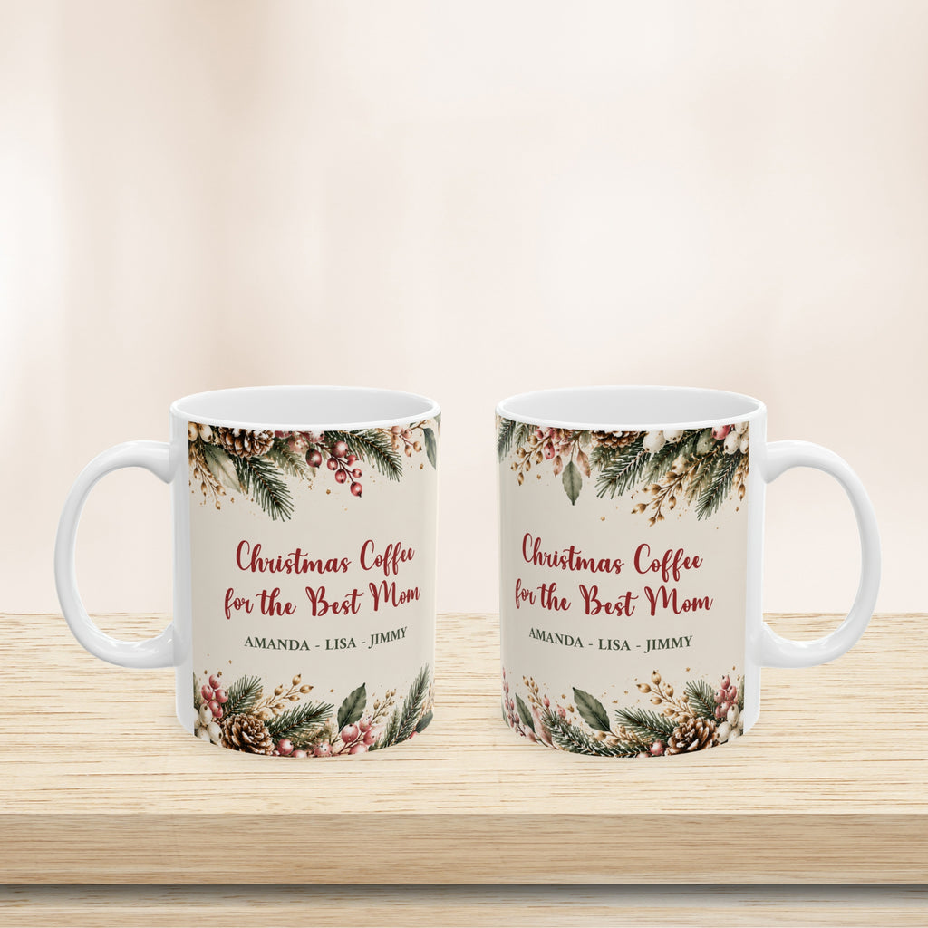 Personalized Christmas Mom Mug Custom Kids Names Holiday Gift for Mom