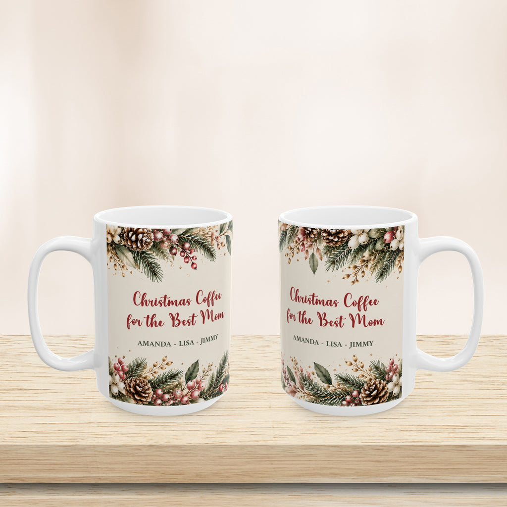 Personalized Christmas Mom Mug Custom Kids Names Holiday Gift for Mom