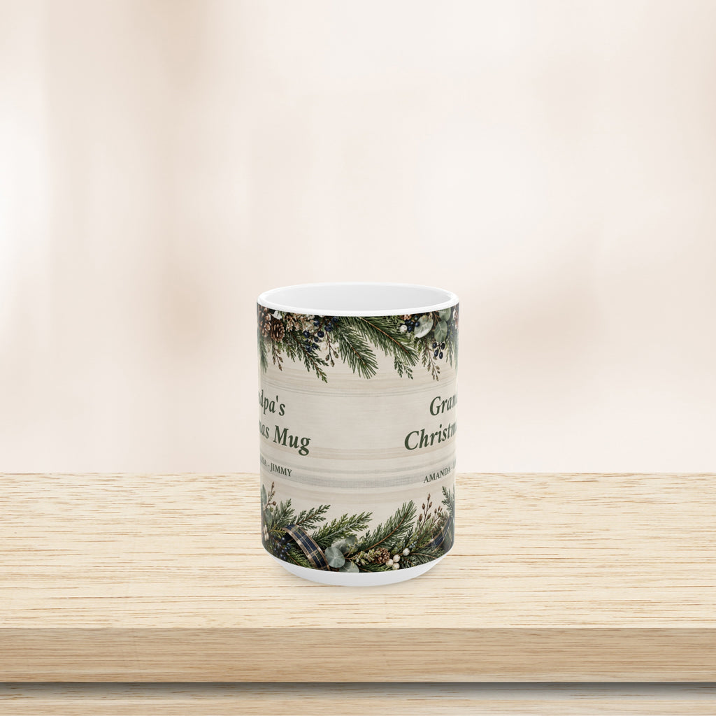 Personalized Grandpa Christmas Mug Custom Grandkids Names Holiday Gift