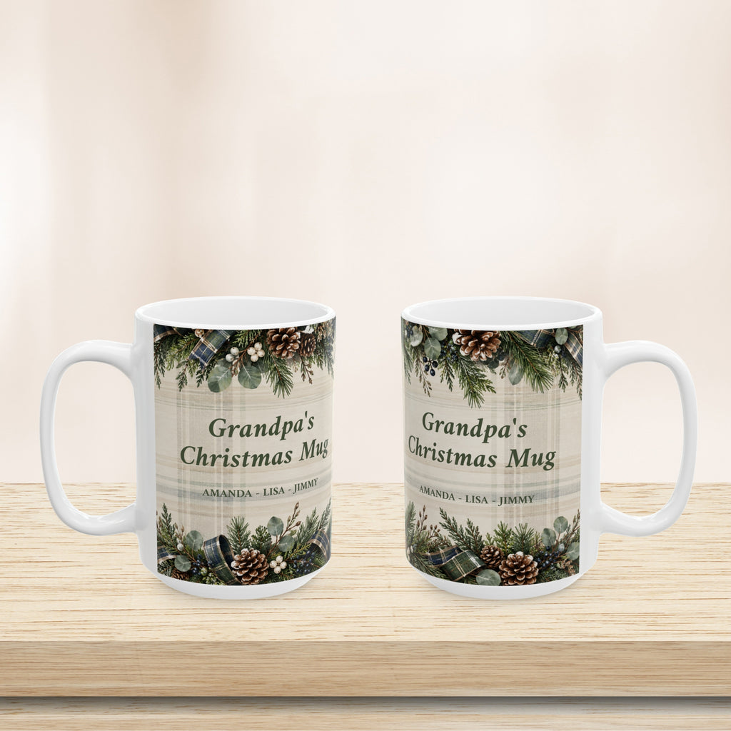Personalized Grandpa Christmas Mug Custom Grandkids Names Holiday Gift