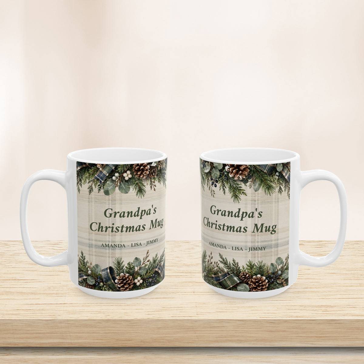 Personalized Grandpa Christmas Mug Custom Grandkids Names Holiday Gift