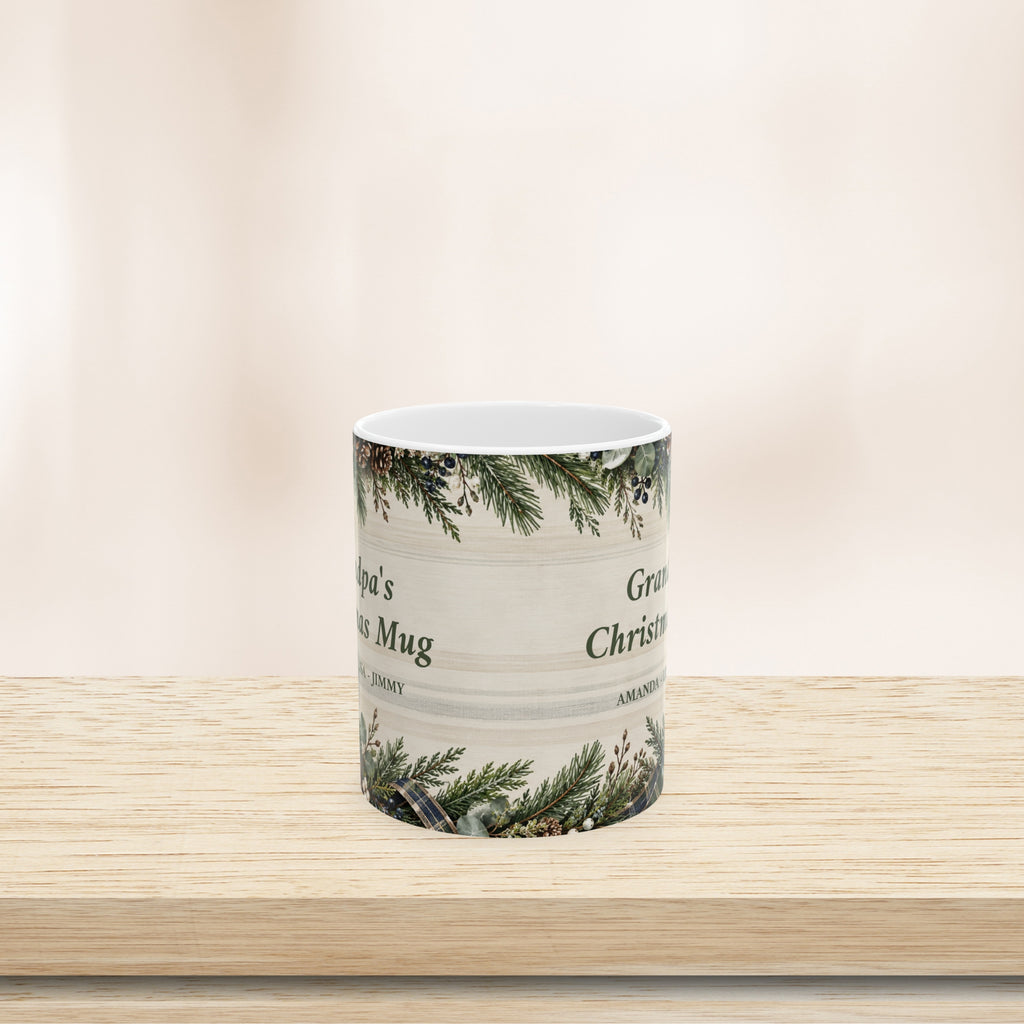 Personalized Grandpa Christmas Mug Custom Grandkids Names Holiday Gift