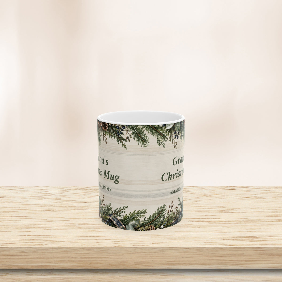 Personalized Grandpa Christmas Mug Custom Grandkids Names Holiday Gift