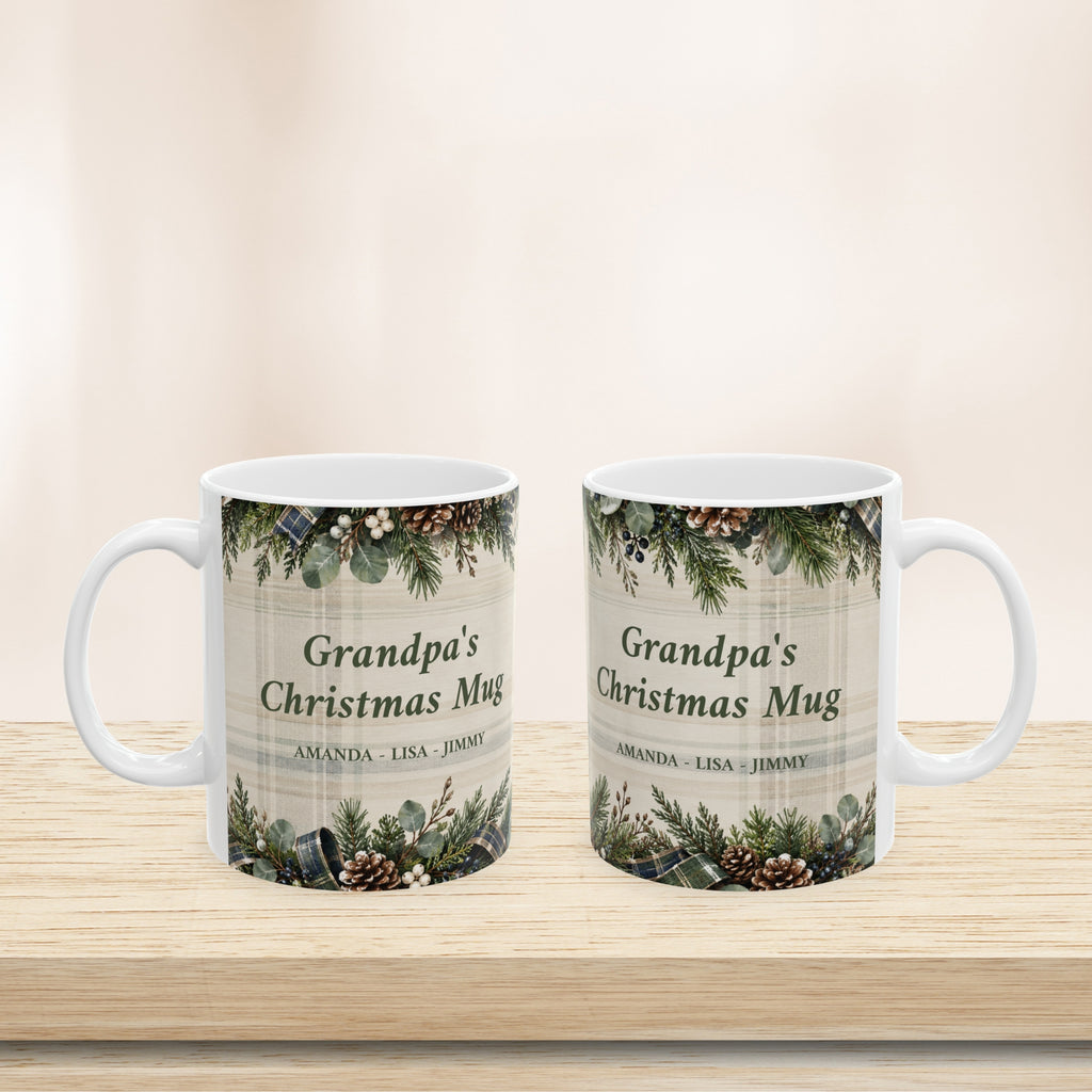 Personalized Grandpa Christmas Mug Custom Grandkids Names Holiday Gift