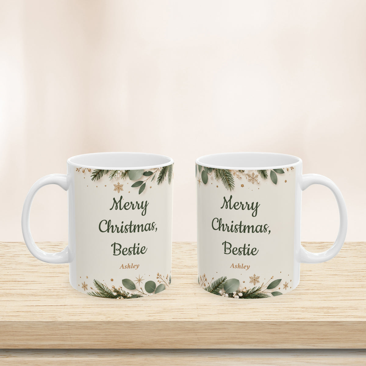 Personalized Bestie Christmas Mug Custom Name Holiday Best Friend Gift