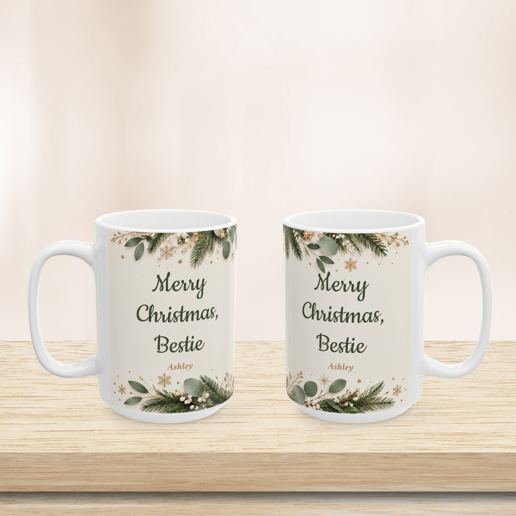Personalized Bestie Christmas Mug Custom Name Holiday Best Friend Gift