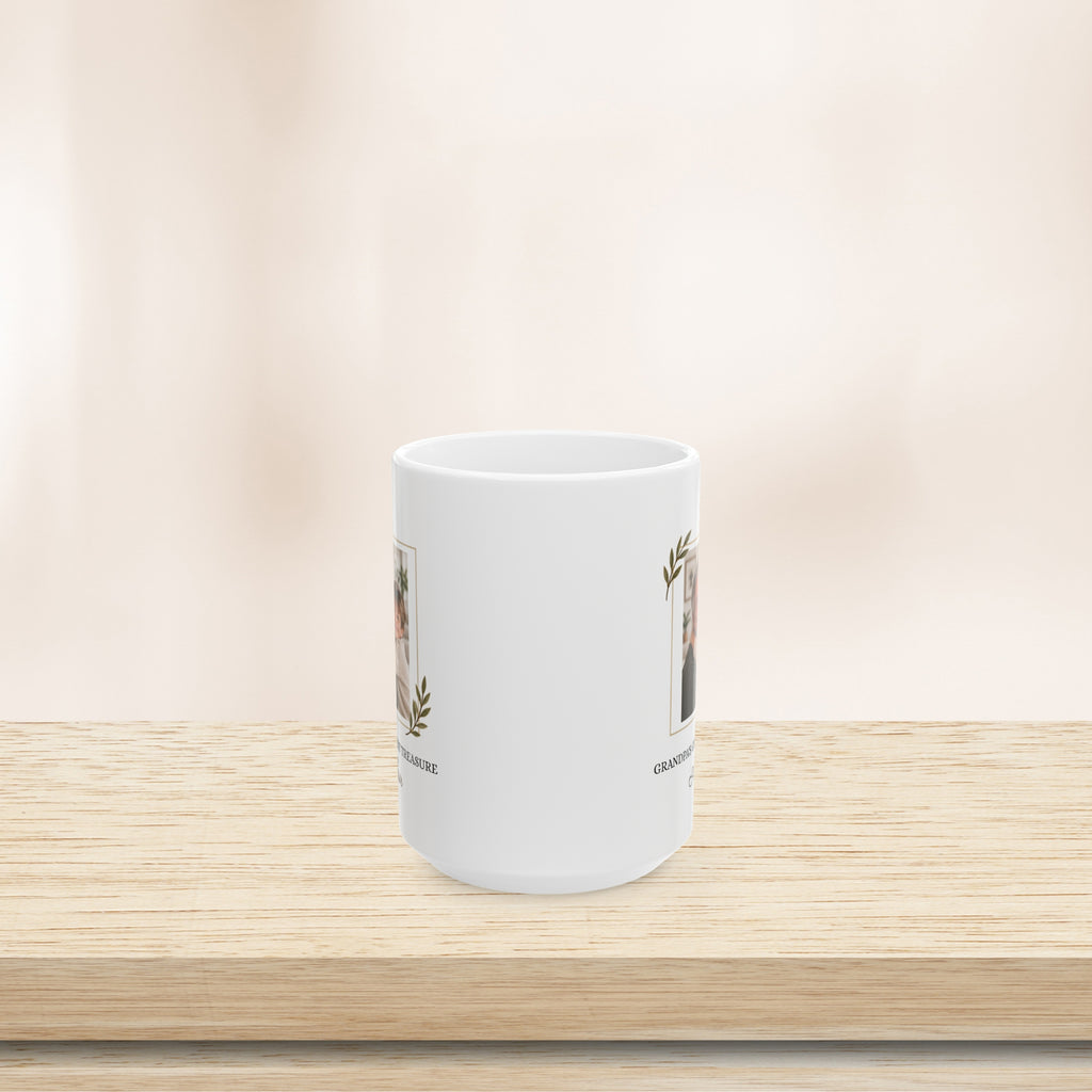 Personalized Grandpa Floral Frame Photo Mug Custom Grandkid Name Gift for Grandpa