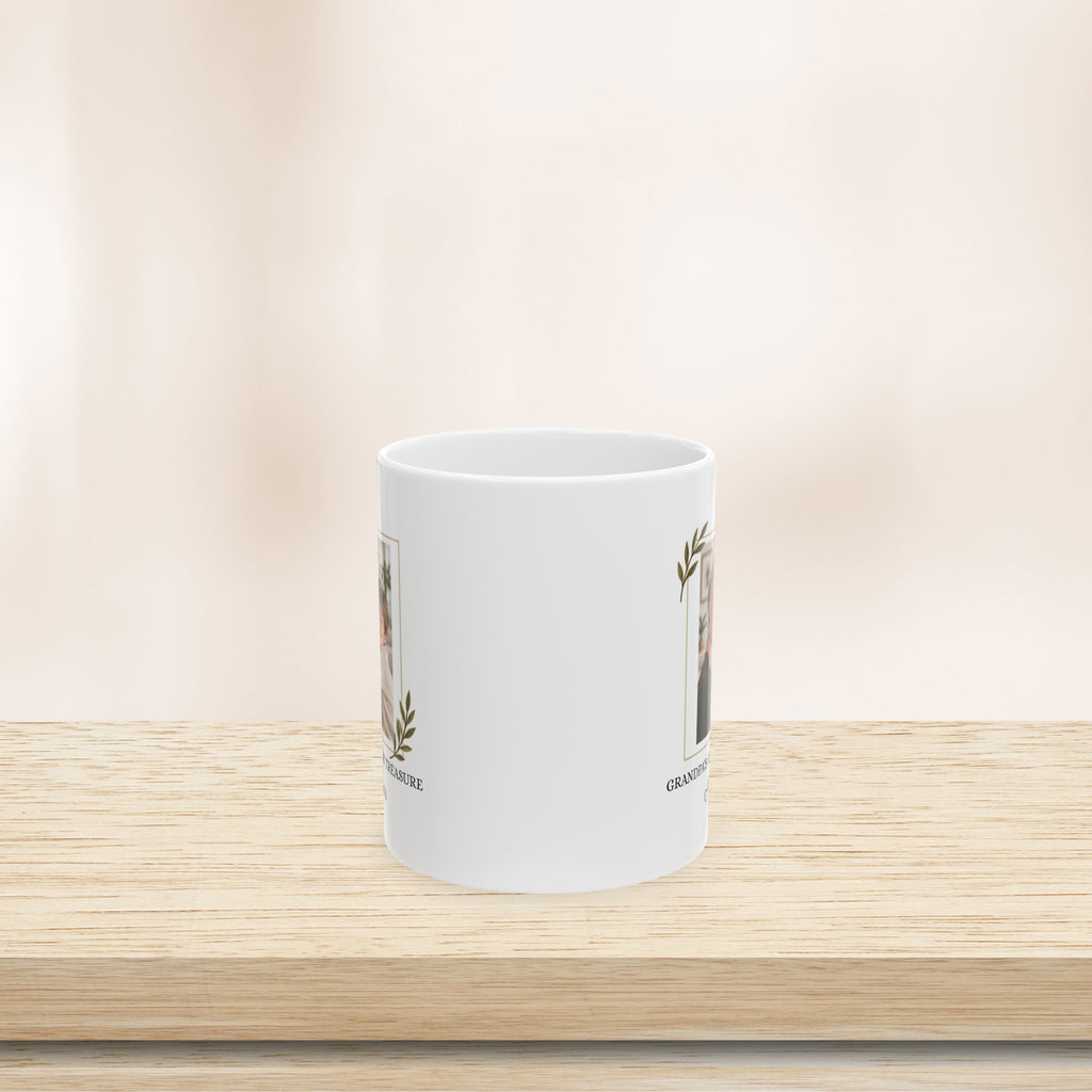 Personalized Grandpa Floral Frame Photo Mug Custom Grandkid Name Gift for Grandpa