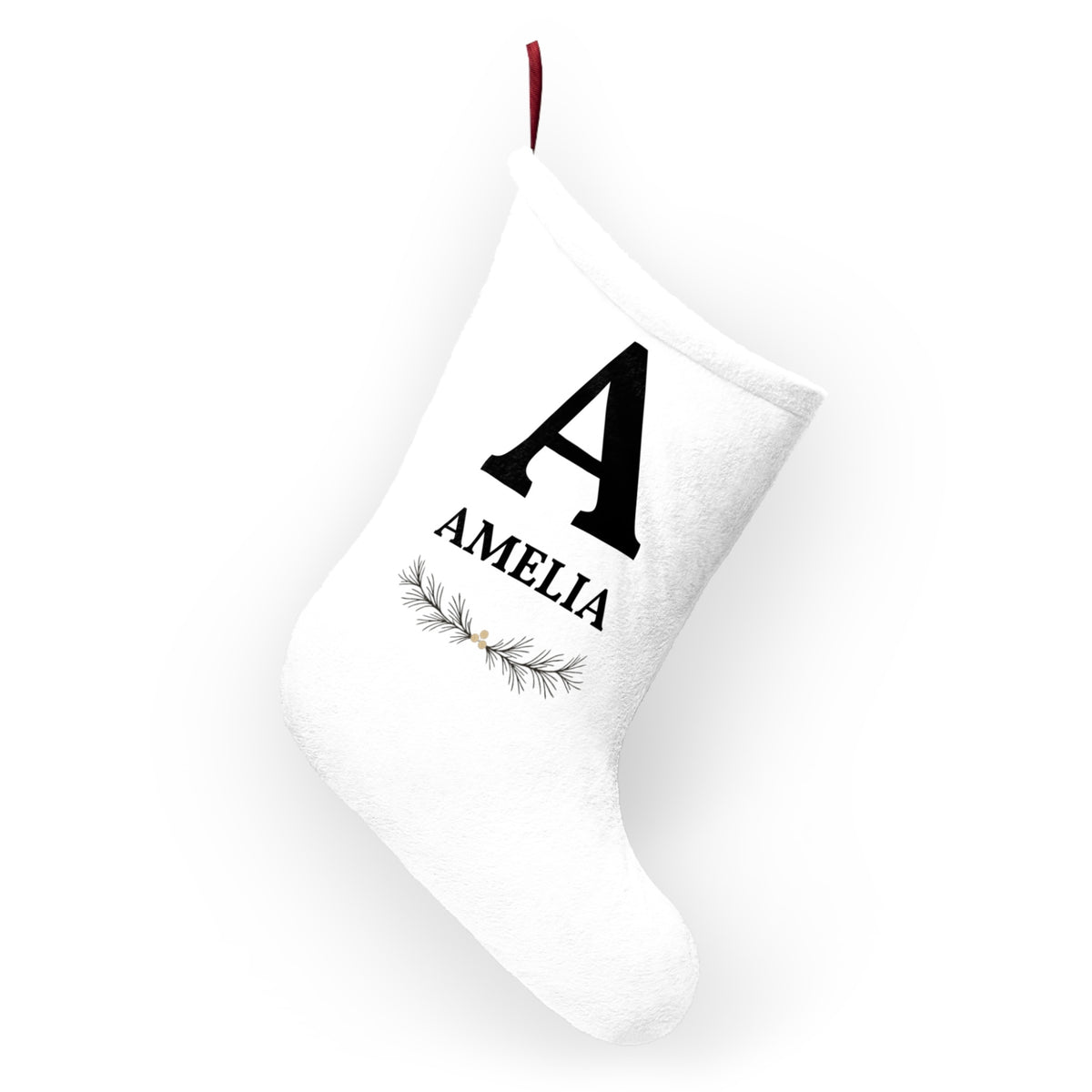 Personalized Christmas Stocking Custom Initial and Name Minimal Holiday Stocking
