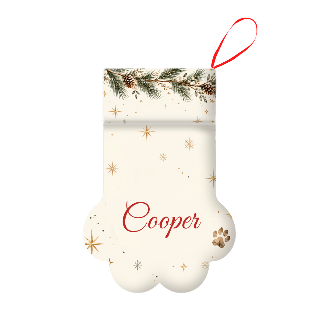 Personalized Dog Christmas Stocking Paw Shape with Dog Name
