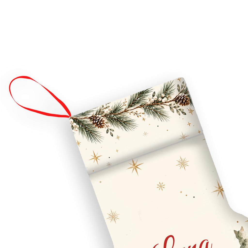 Personalized Cat Christmas Stocking Paw Shape with Cat Name