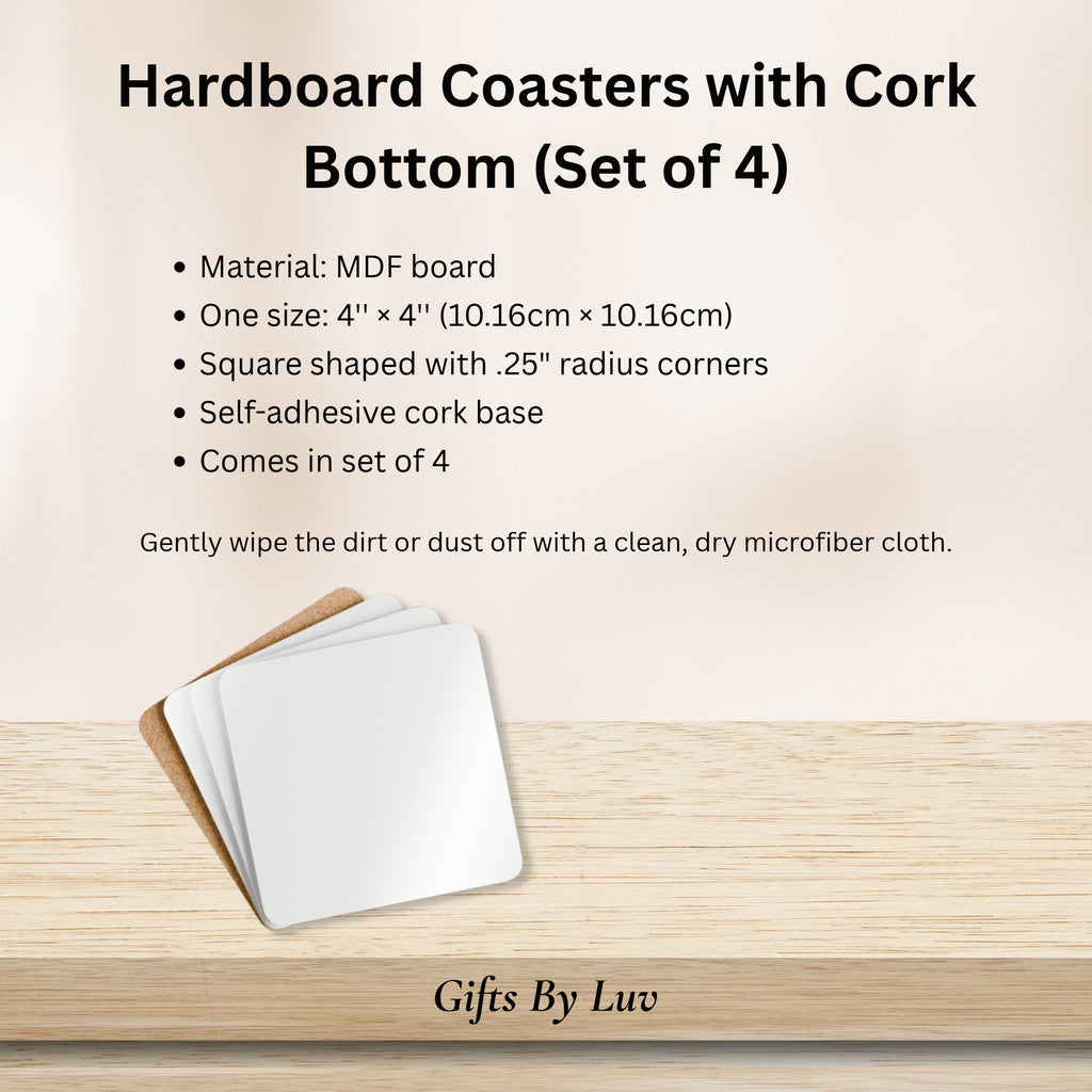 Custom Photo Coasters Set of 4 Personalized Cork Coasters – GiftsByLuv