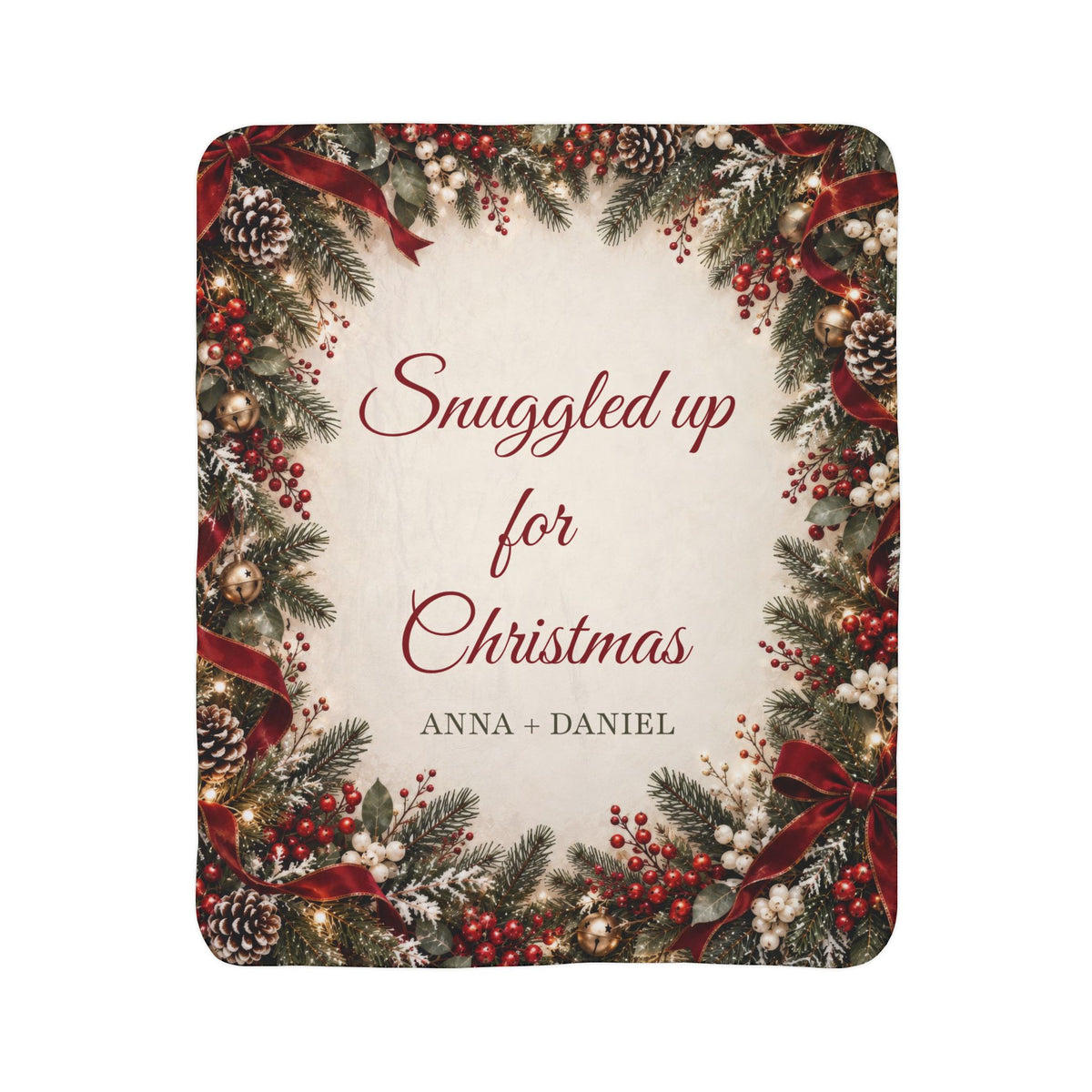 Couples Christmas Sherpa Blanket with Names – view 2