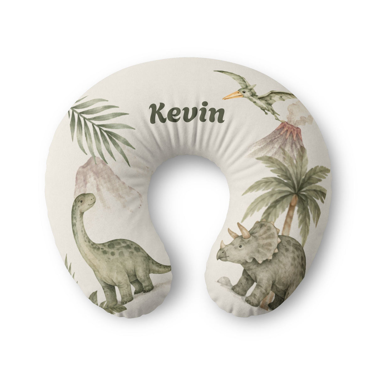 Personalized Baby Name Dinosaur Nursing Pillow Case Tropical Nursery Gift