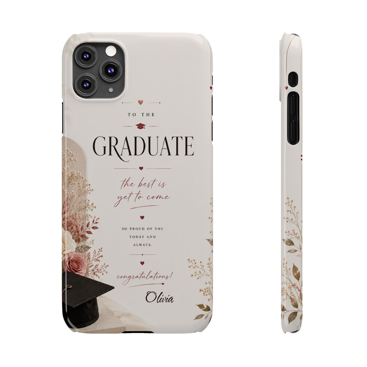 Personalized Graduate Custom Name Floral Graduation Slim Phone Case Gift for Graduate