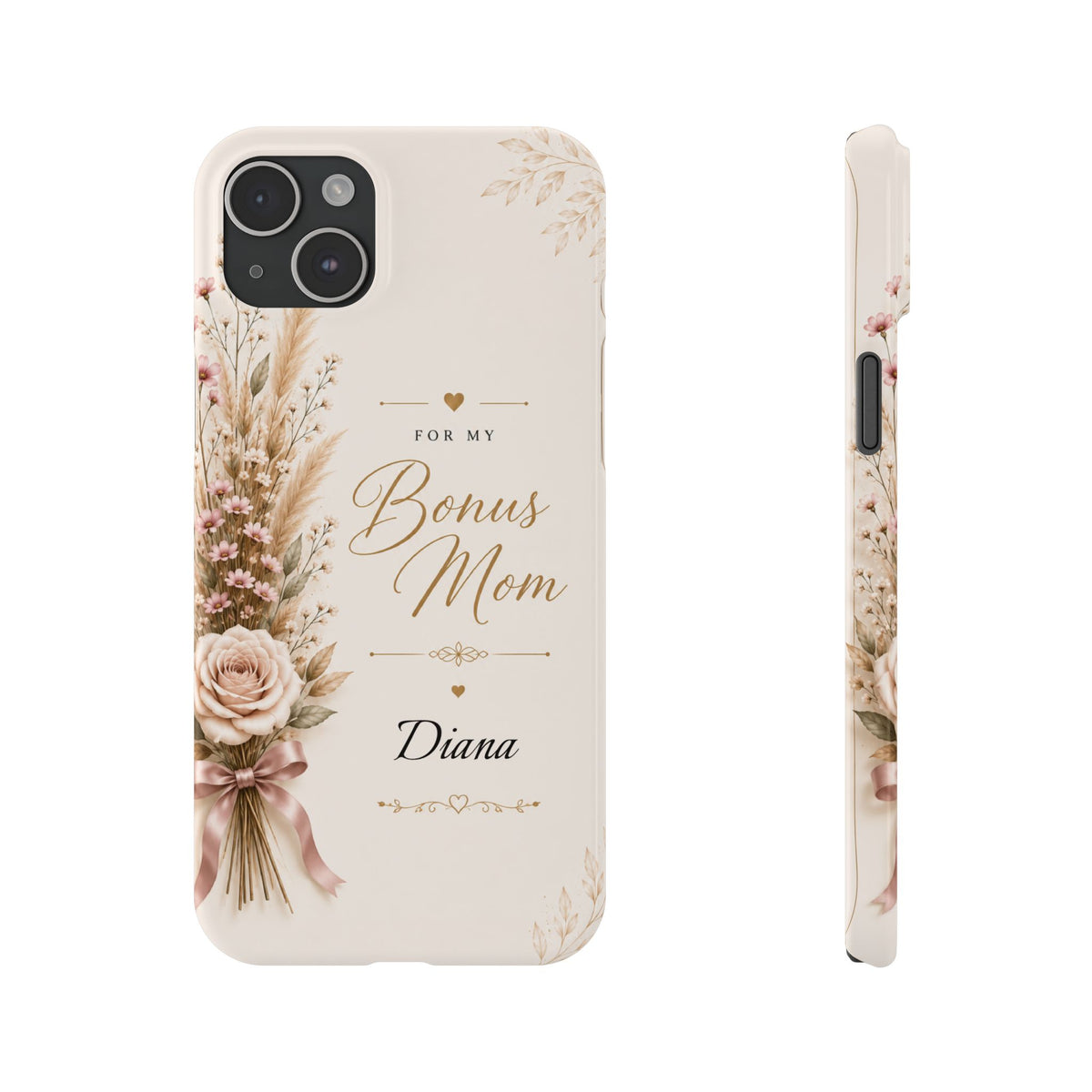 Personalized Bonus Mom Custom Name Floral Slim Phone Case Gift for Stepmom