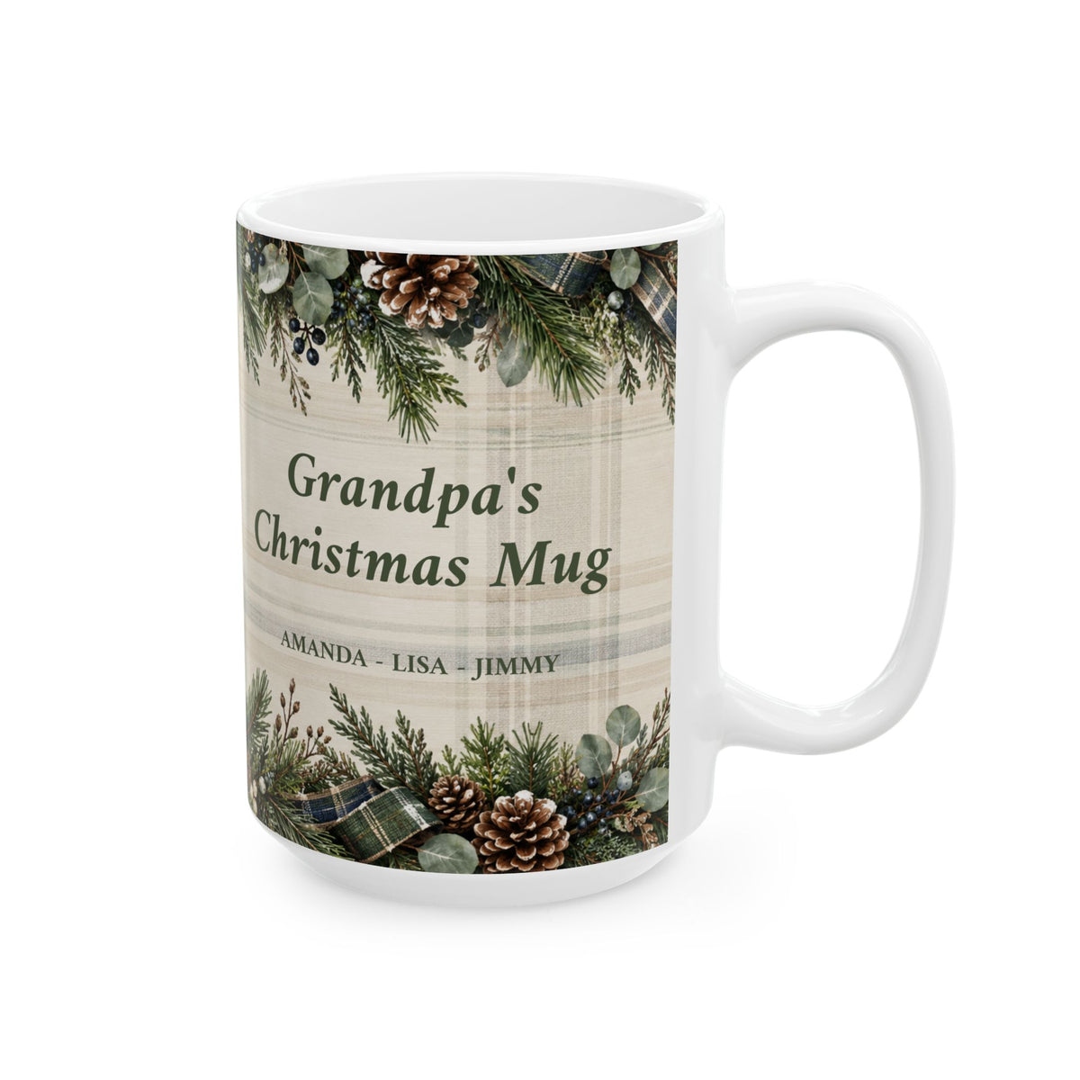 Grandpa Christmas Mug with Grandkids Names – view 2