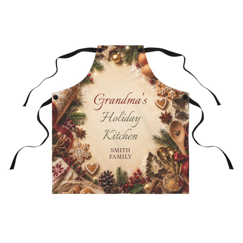 Grandparent Christmas Apron with Family Name