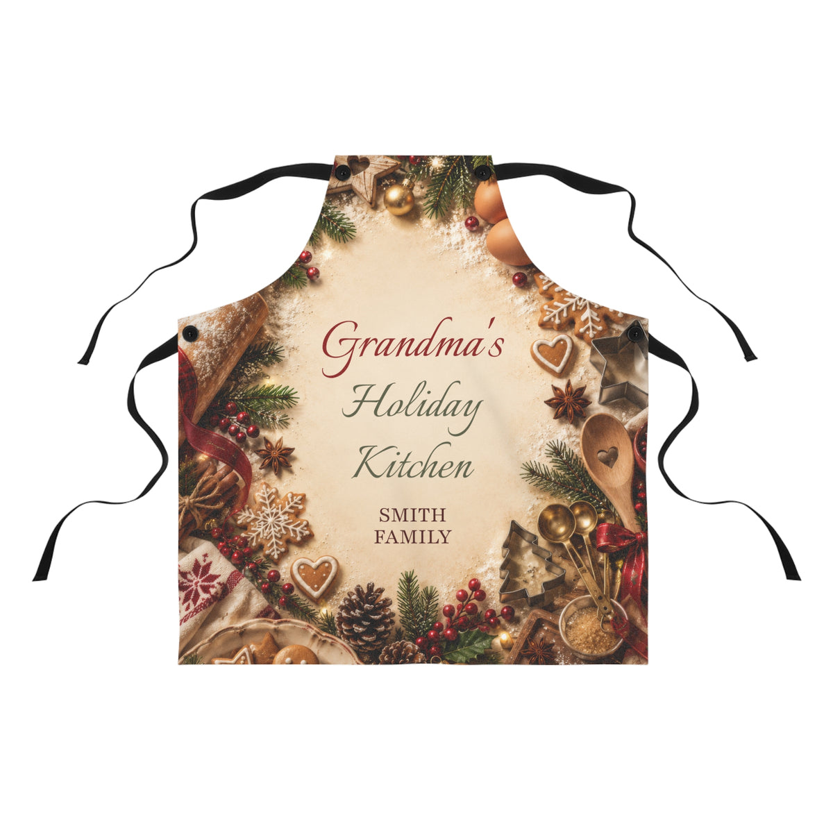 Grandparent Christmas Apron with Family Name