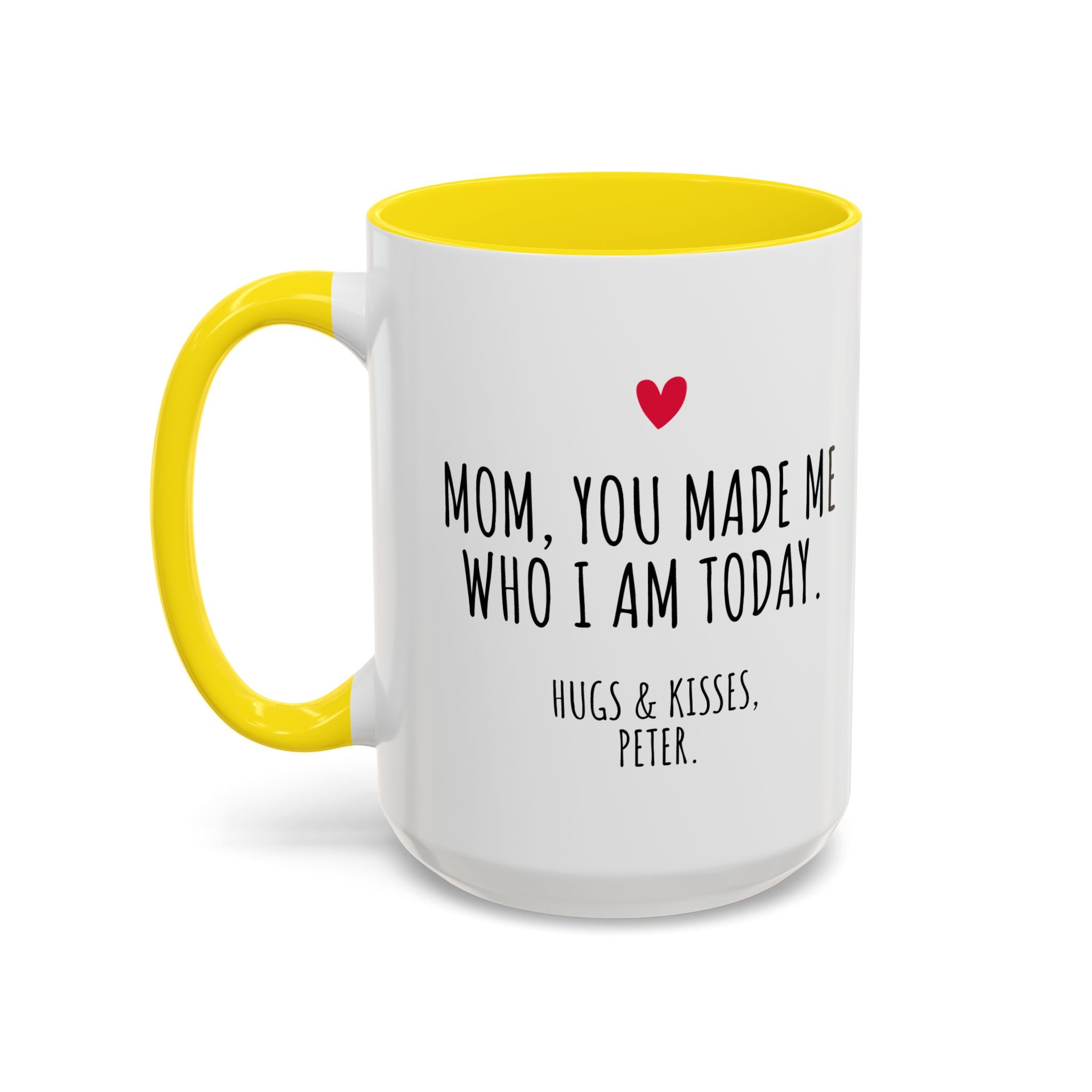 Copy of Personalized Heart Coffee Mug — "[Name], you’re the woman who makes my heart smile" (Accent 11/15oz)